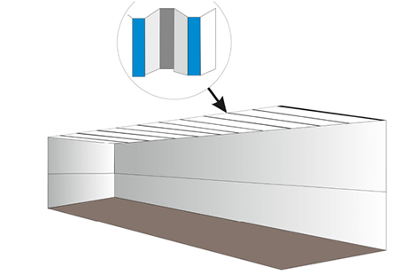 Starting at the door run a couple of strips of double sided tape side by side the full height of the container.